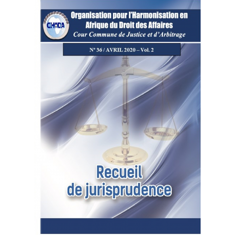 Recueil De Jurisprudence N Vol Ccja Ohada