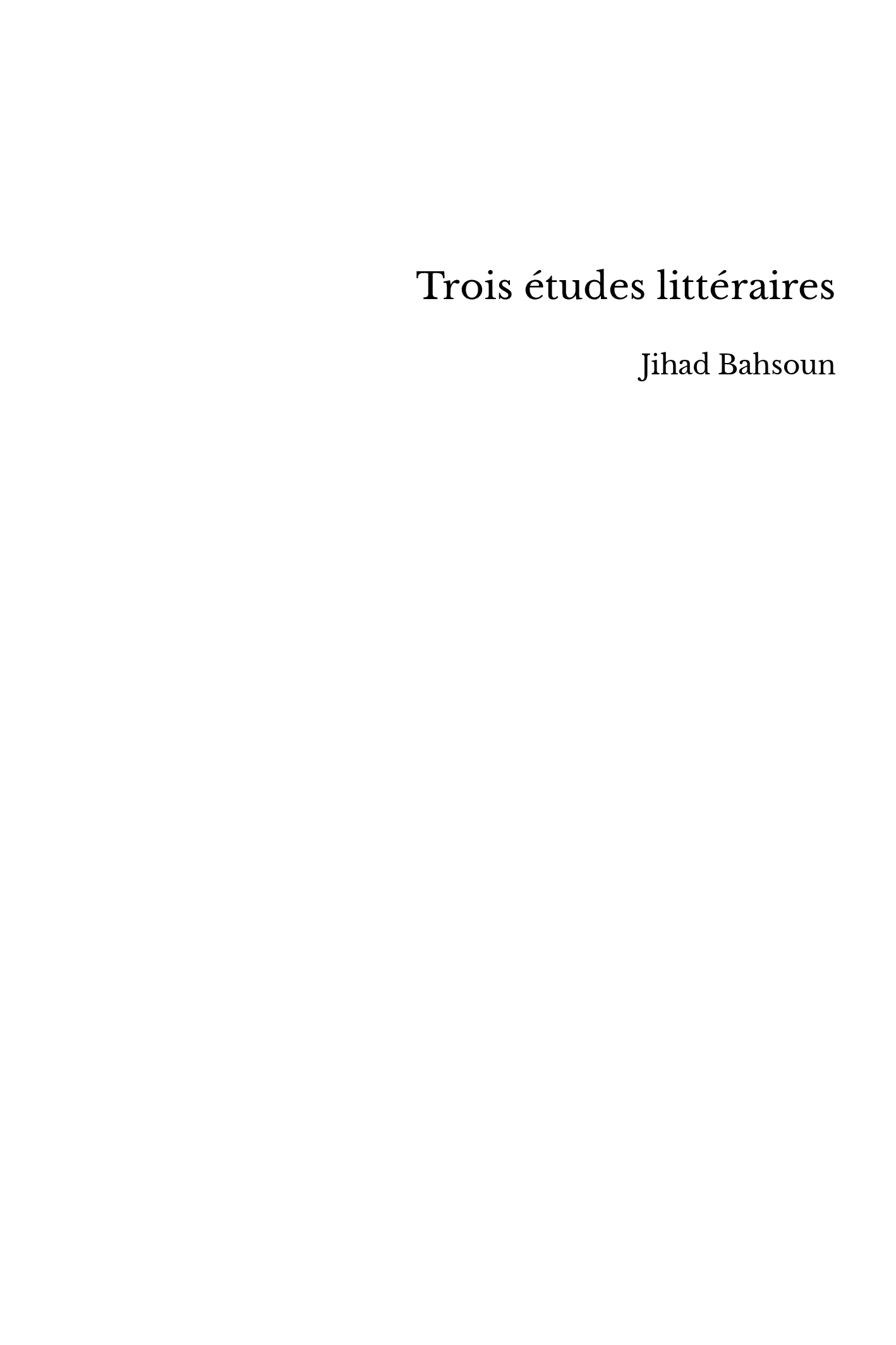 Trois études littéraires