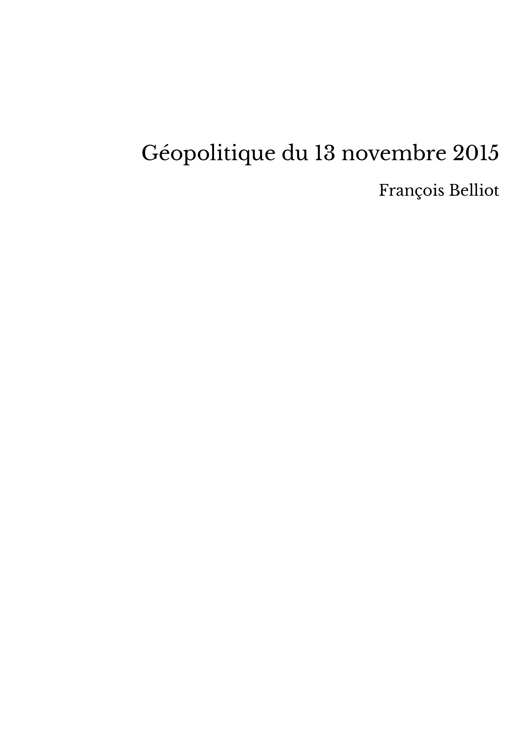 Géopolitique du 13 novembre 2015