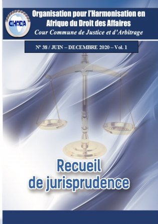 Recueil de jurisprudence N° 38, VOL. 1