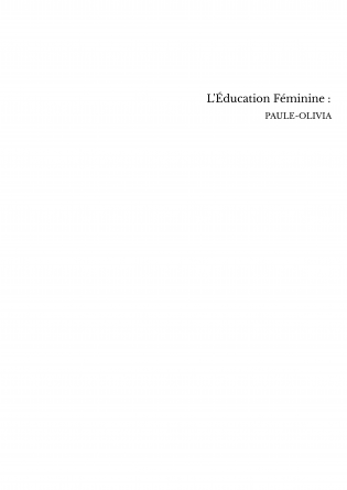 L'Éducation Féminine : 